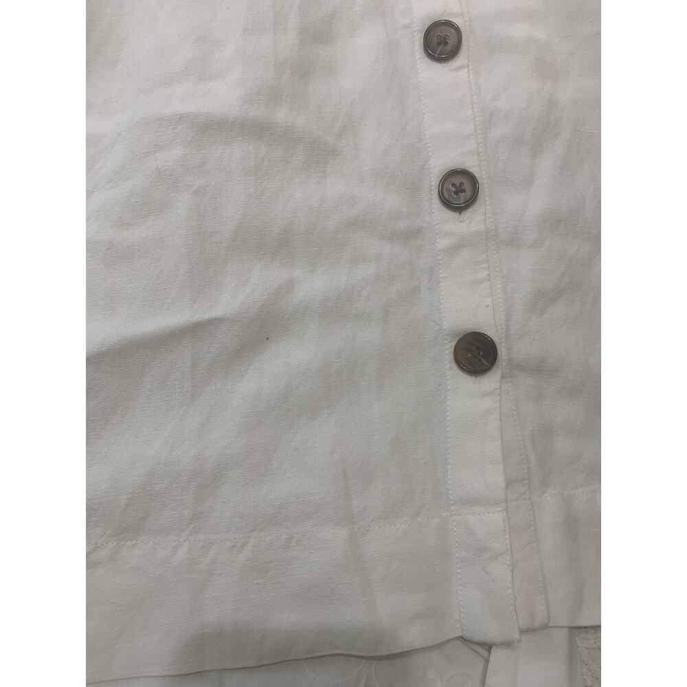 Loft Dress Womens Size 12 White Linen Blend Sleeveless Button Front Beachy Vacay - Picture 9 of 10